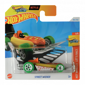 Машинка Базова Hot Wheels Street Wiener Netflix Let`s Racers 1:64 HTC07 Yellow - Retromagaz