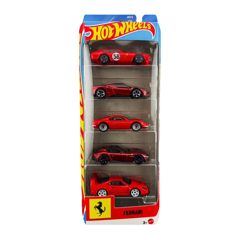 Машинка Базова 5шт Hot Wheels Ferrari 5-Pack 1:64 JKG16 JLN12 Red - Retromagaz