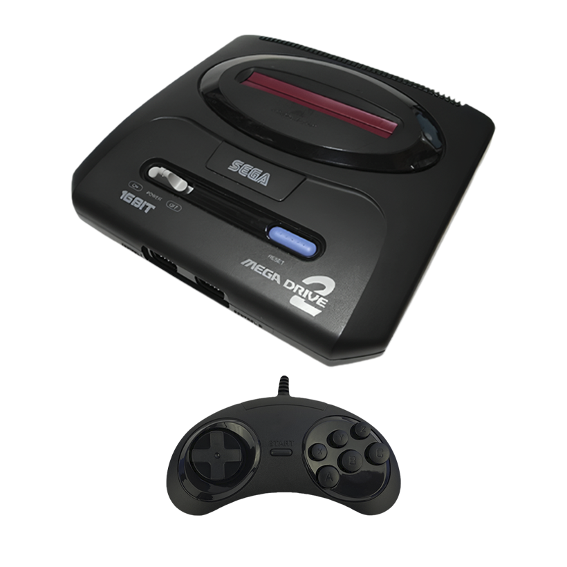 Набір Консоль RMC Mega Drive 2 з Розʼємом для Sega CD 90х Black Б/У  + Геймпад Дротовий MDSJ-6000 Новий - Retromagaz