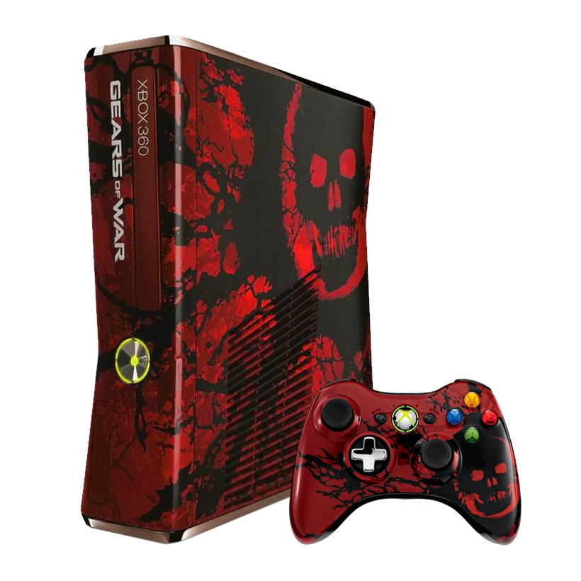 Набір Консоль Microsoft Xbox 360 S Gears of War Limited Edition Freeboot 250GB Red + 5 Вбудованих Ігор Б/У  + Геймпад Бездротовий Black - Retromagaz