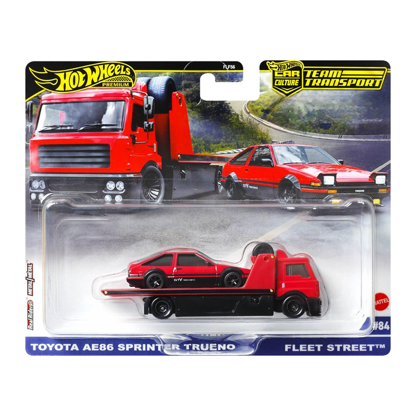 Машинка Premium 2шт Hot Wheels Toyota AE86 Sprinter Trueno та Fleet Street Team Transport 1:64 JBM40 Red - Retromagaz