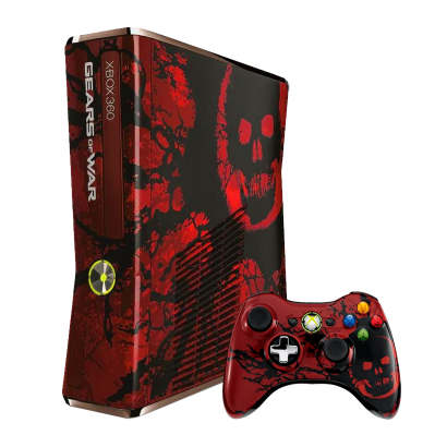 Набор Консоль Microsoft Xbox 360 S Gears Of War Limited Edition Freeboot 250GB Red + 5 Встроенных Игр Б/У  + Геймпад Беспроводной  Black - Retromagaz