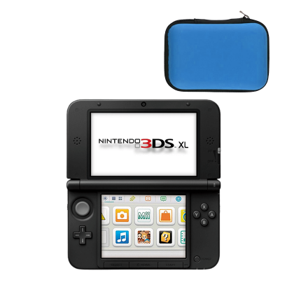 Набор Консоль Nintendo 3DS XL Модифицированная 32GB Red Black + 10 Встроенных Игр Б/У  + Чехол Твердый RMC Blue Новый - Retromagaz