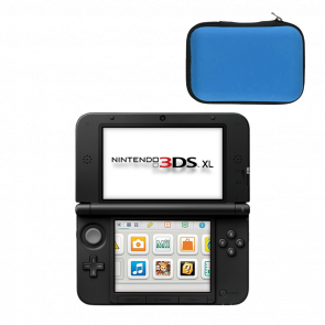 Набір Консоль Nintendo 3DS XL Модифікована 32GB Red Black + 10 Вбудованих Ігор Б/У  + Чохол Твердий RMC Blue Новий - Retromagaz