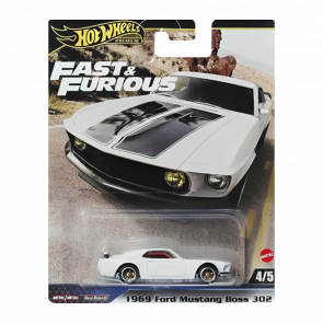 Машинка Premium Hot Wheels 1969 Ford Mustang Boss 302 Fast & Furious 1:64 HYP71 White