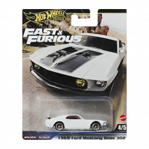 Машинка Premium Hot Wheels 1969 Ford Mustang Boss 302 Fast & Furious 1:64 HYP71 White - Retromagaz