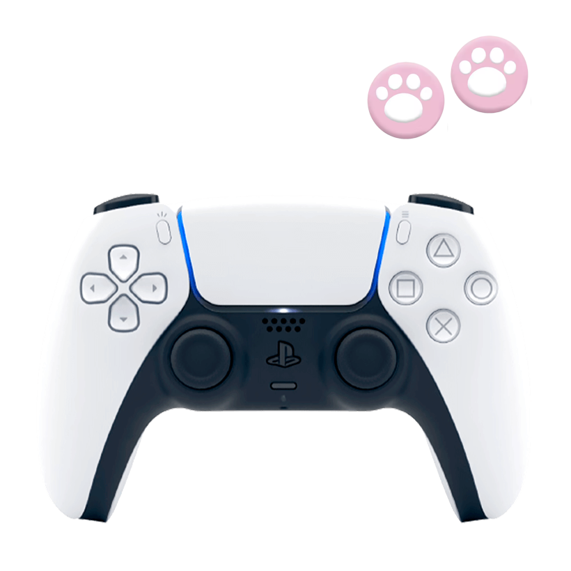 Набір Геймпад Бездротовий Sony PlayStation 5 DualSense White Новий  + Накладки на Стіки RMC Cat Paw 4 3 2 1 Xbox Series One 360 Switch 2 Pink - Retromagaz