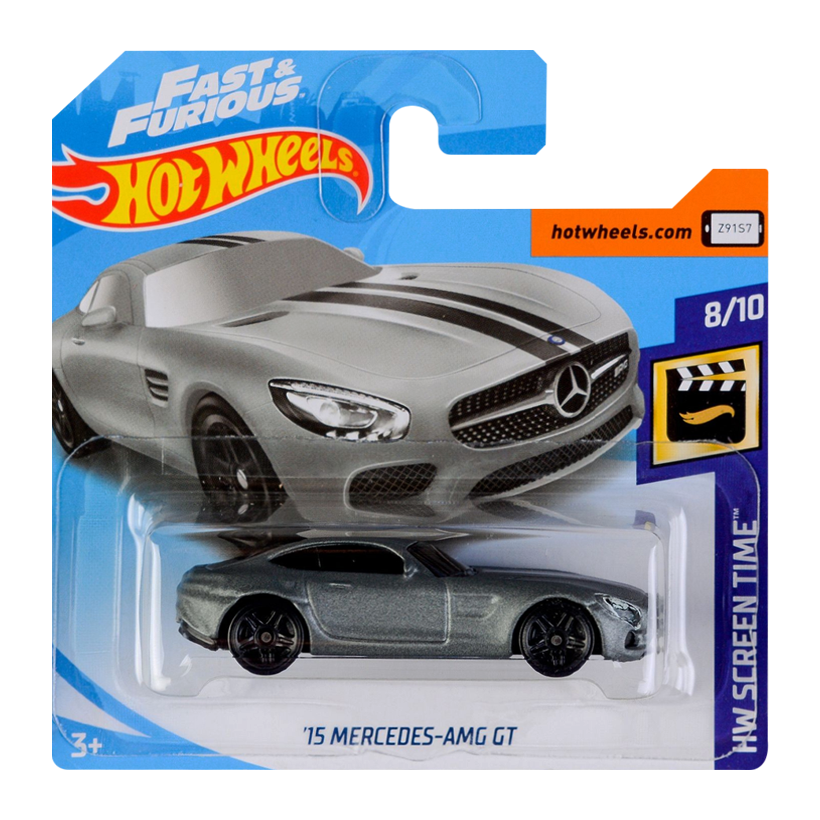 Машинка Базова Hot Wheels Fast & Furious '15 Mercedes-AMG GT Screen Time 1:64 FYC95 Metallic Silver - Retromagaz