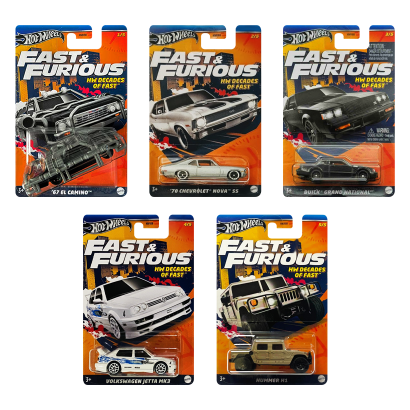 Набір Тематична Машинка Hot Wheels Decades of Fast & Furious 2024-2 HNR88 5шт - Retromagaz