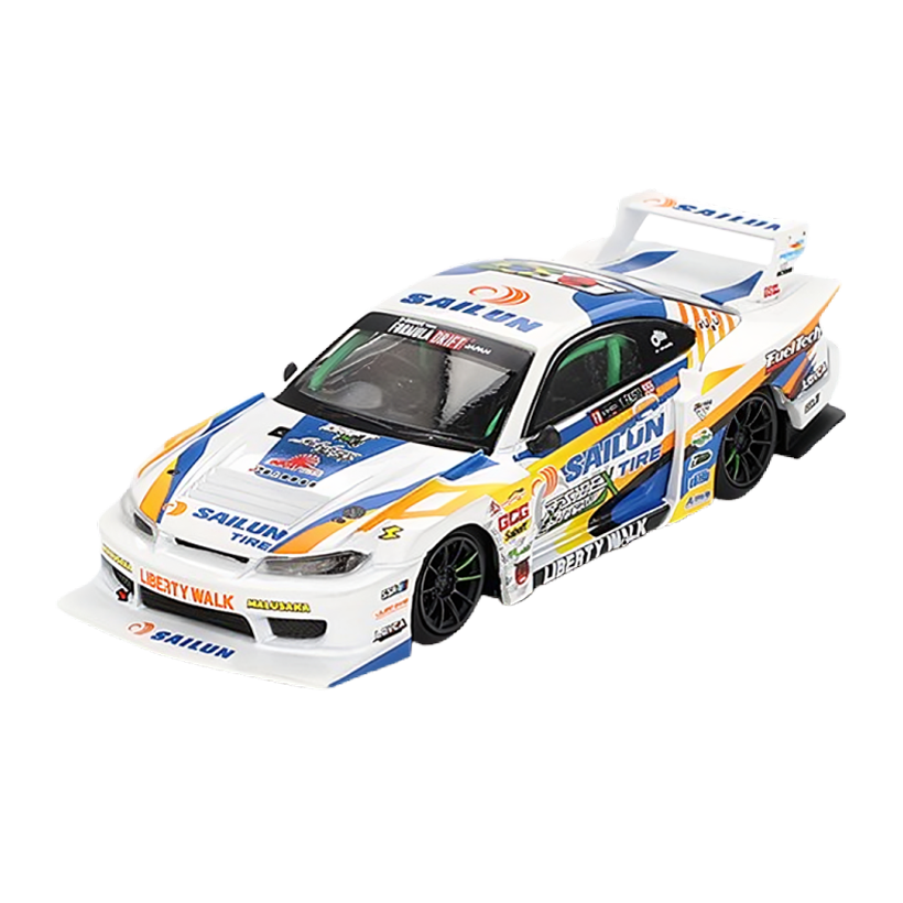 Машинка Premium MINI GT Nissan LB-Super Silhouette S15 SILVIA #555 2023 Formula Drift Japan 1:64 MGT00895 White - Retromagaz