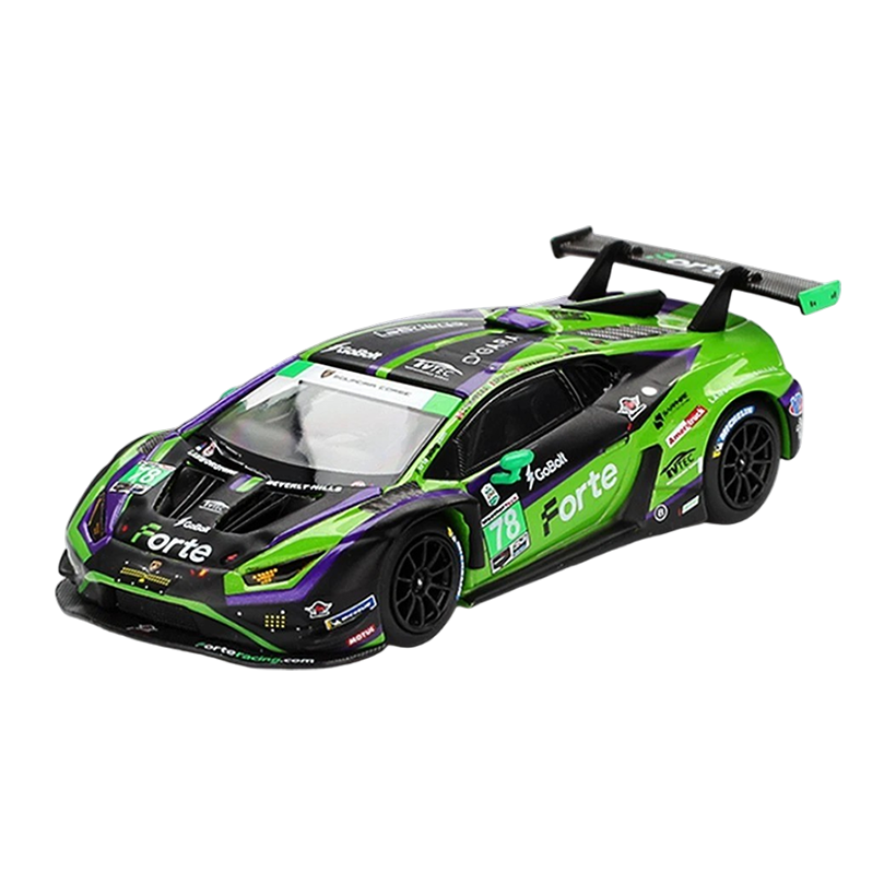 Машинка Premium MINI GT Lamborghini Huracán GT3 EVO2 #78 Forte Racing 2024 IMSA Daytona 24 Hrs 1:64 MGT01062 White - Retromagaz