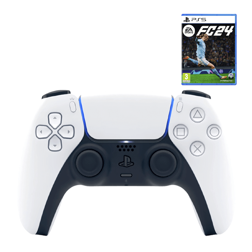 Набір Геймпад Бездротовий Sony PlayStation 5 DualSense White Новий  + Гра EA Sports FC 24 Російська Озвучка - Retromagaz