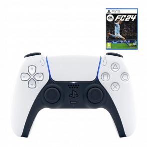 Набір Геймпад Бездротовий Sony PlayStation 5 DualSense White Новий  + Гра EA Sports FC 24 Російська Озвучка