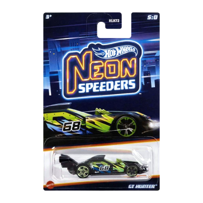 Тематическая Машинка Hot Wheels GT Hunter Neon Speeders 1:64 HLH72/HLH77 Black - Retromagaz