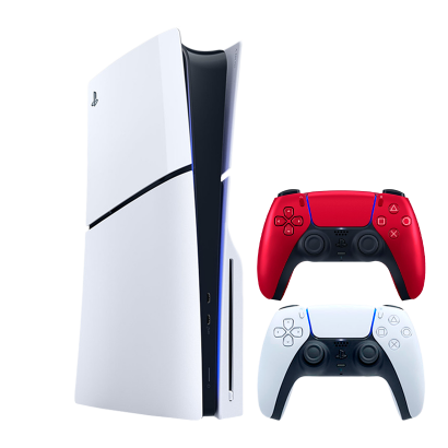 Набір Консоль Sony PlayStation 5 Slim Blu-ray 1TB White Новий + Геймпад Бездротовий DualSense Volcanic Red - Retromagaz