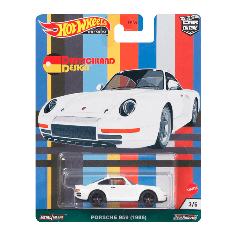 Машинка Premium Hot Wheels Porsche Porsche 959 (1986) Deutschland Design 1:64 GRJ70 White - Retromagaz