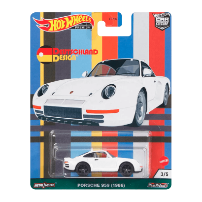 Машинка Premium Hot Wheels Porsche 959 (1986) Deutschland Design 1:64 GRJ70 White - Retromagaz
