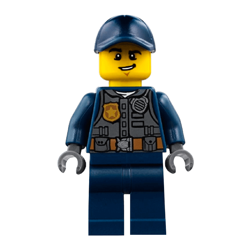 Фигурка Lego Police 973pb2857 Officer with Dark Bluish Gray Vest City cty0734 Б/У - Retromagaz