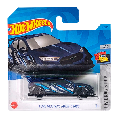 Машинка Базовая Hot Wheels Ford Mustang Mach-E 1400 Drag Strip 1:64 HKH29 Dark Blue - Retromagaz