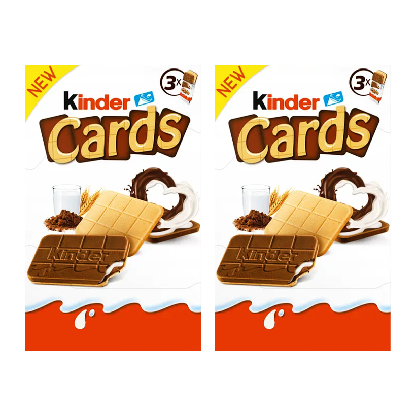 Набор Печенье 2шт Kinder Cards 3 Pieces 77g - Retromagaz