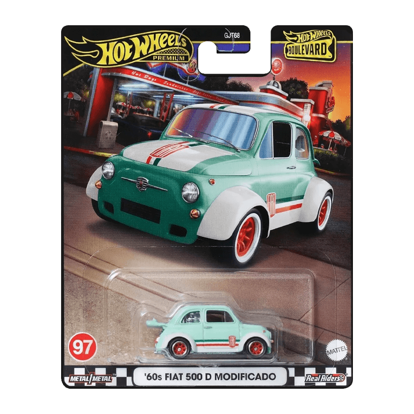 Машинка Premium Hot Wheels '60s Fiat 500 D Modificado Boulevard 1:64 HRT65 Green - Retromagaz
