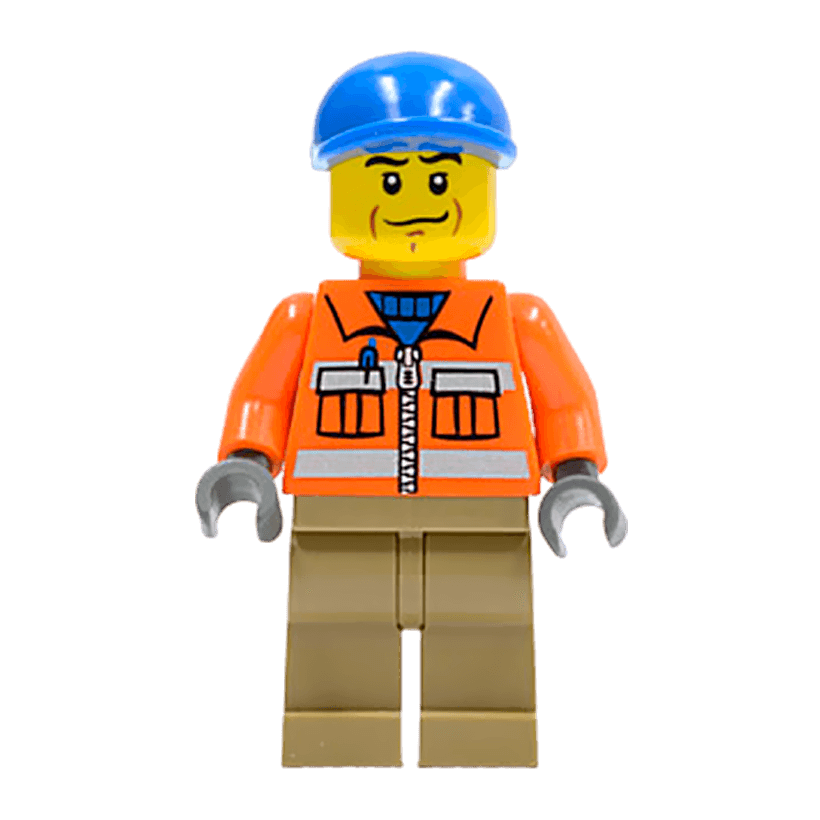 Фигурка Lego City Construction 973pb0263 Worker Orange Zipper Safety Stripes cty0293 Б/У Нормальный - Retromagaz