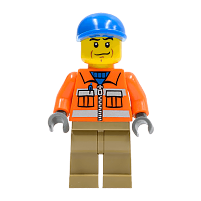 Фигурка Lego City Construction 973pb0263 Worker Orange Zipper Safety Stripes cty0293 Б/У Нормальный - Retromagaz