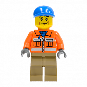 Фігурка Lego City Construction 973pb0263 Worker Orange Zipper Safety Stripes cty0293 Б/У Нормальний