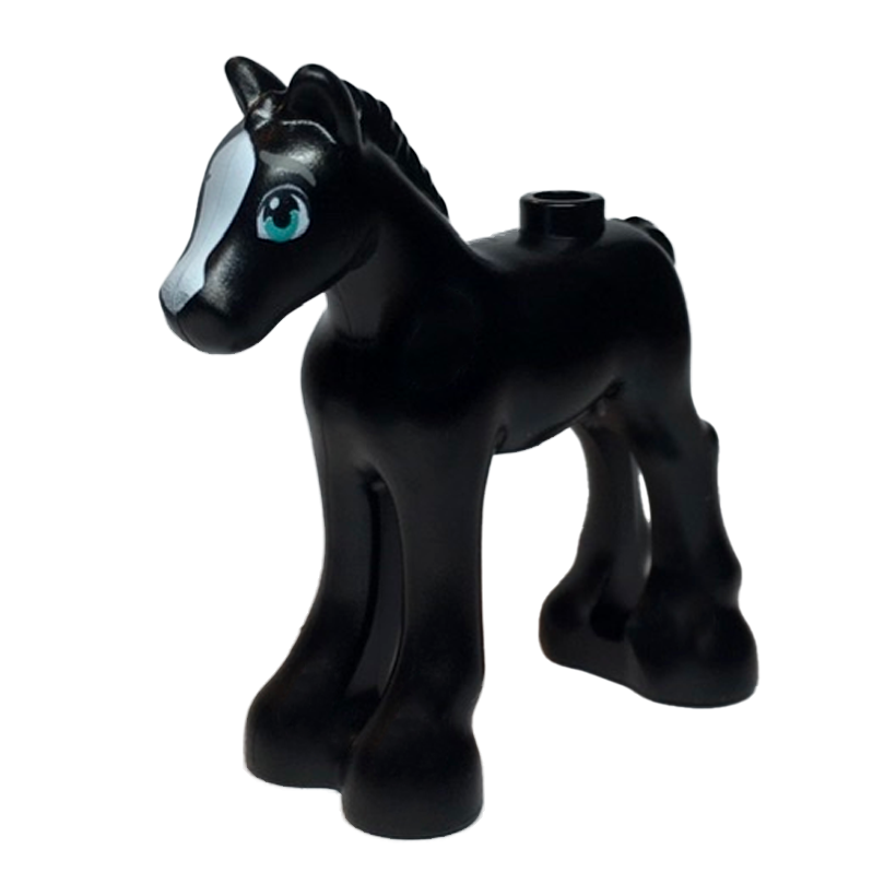 Фигурка Lego Земля Horse Friends Foal with Black and Reddish Brown Eyes Pattern Animals 11241pb07 Black Б/У - Retromagaz