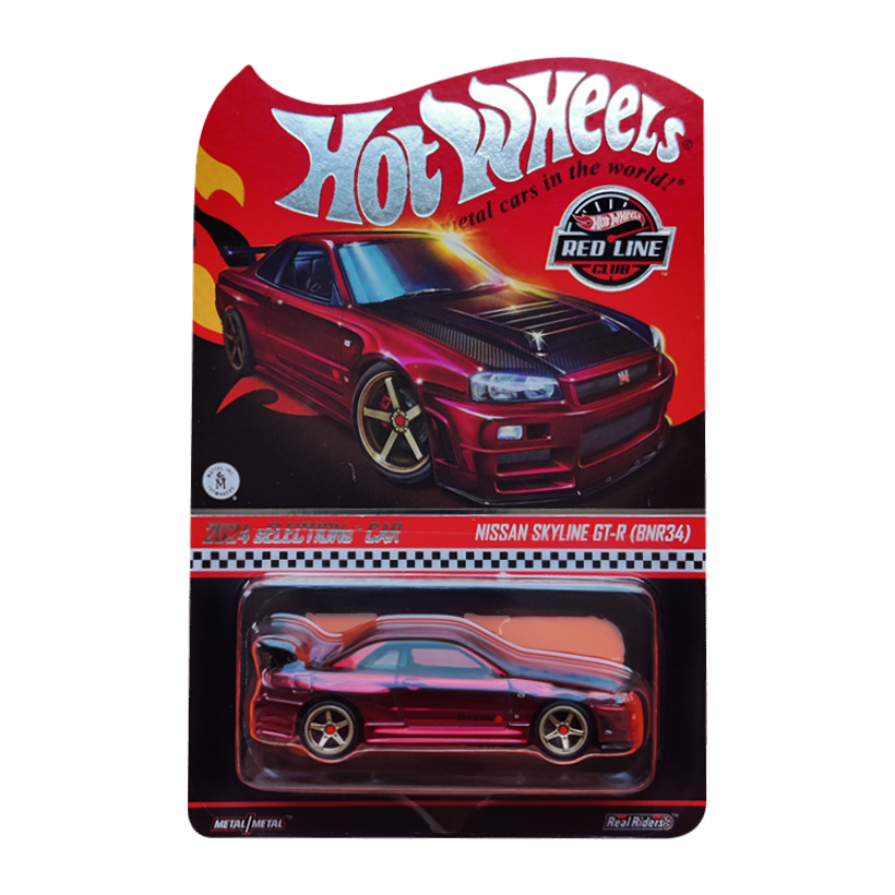 Машинка Premium Hot Wheels Nissan Skyline GT-R (BNR34) Red Line Club RLC 1:64 HWF25 Red - Retromagaz