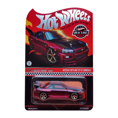 Машинка Premium Hot Wheels Nissan Skyline GT-R (BNR34) Red Line Club RLC 1:64 HWF25 Red Машинка Premium Hot Wheels Nissan Skyline GT-R (BNR34) Red Line Club RLC 1:64 HWF25 Red - Retromagaz