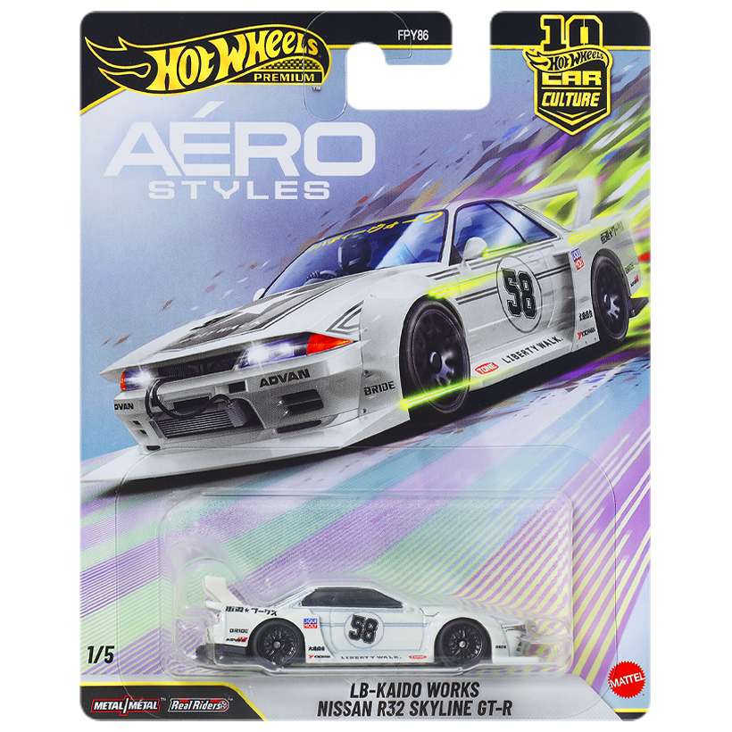 Машинка Premium Hot Wheels LB-Kaido Works Nissan R32 Skyline GT-R Aerostyles 1:64 JKF05 White - Retromagaz