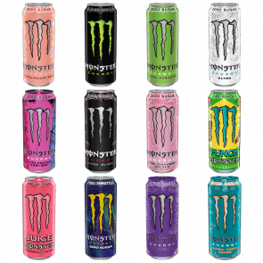 Набор Тахикардия (Monster Energy Ruby Red + Strawberry Dreams + Black + White + Pipeline Punch + Paradise + Peachy Keen + Violet + Juice Rio Punch + Fiesta Mango + Gold Pineapple + Classic Original) - Retromagaz