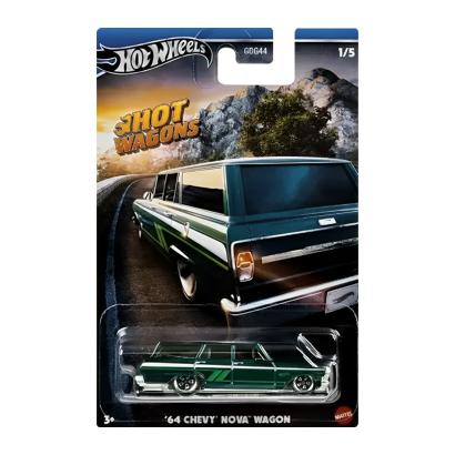 Тематическая Машинка Hot Wheels '64 Chevy Nova Hot Wagons 1:64 HWR56/HRR89 Green - Retromagaz