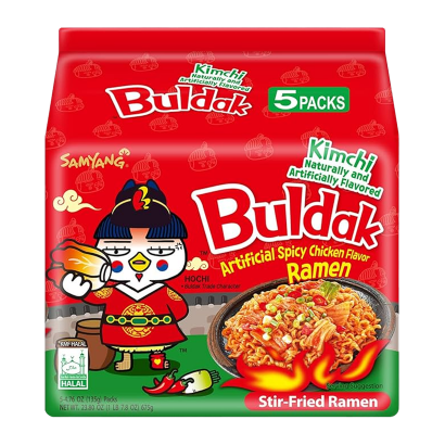 Набор Лапша 5шт Samyang Buldak Kimchi HOT Chicken Flavor Острая 135g - Retromagaz