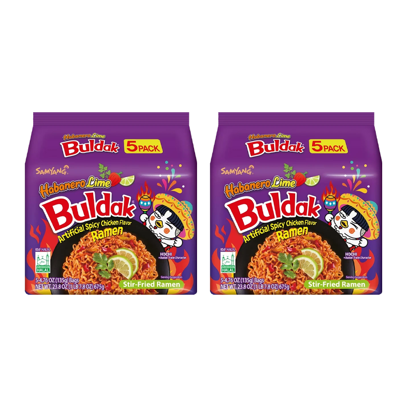 Набор Лапша Samyang 10шт Buldak Artificial Spicy Chicken Flavor Ramen Habanero Lime Острая 135g - Retromagaz