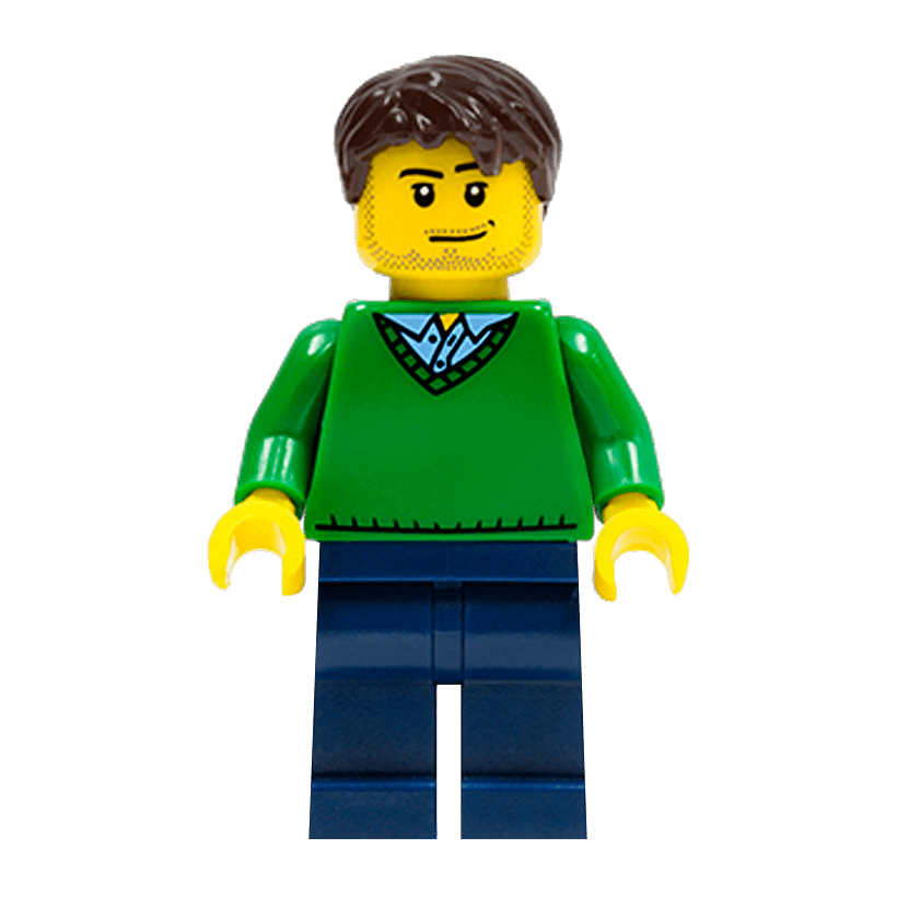Фігурка Lego People 973pb0708 Green V-Neck Sweater City cty0261 Б/У - Retromagaz