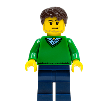 Фігурка Lego 973pb0708 Green V-Neck Sweater City People cty0261 Б/У - Retromagaz