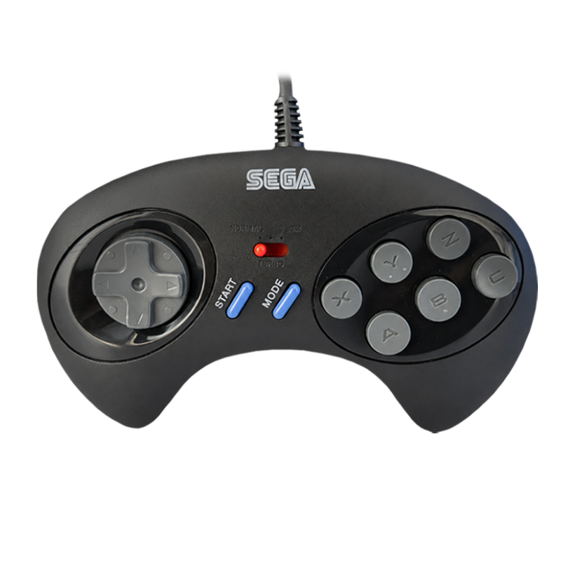 Геймпад Проводной Sega Mega Drive MK-1470 FAT 6 Button Turbo Black 2m Б/У - Retromagaz