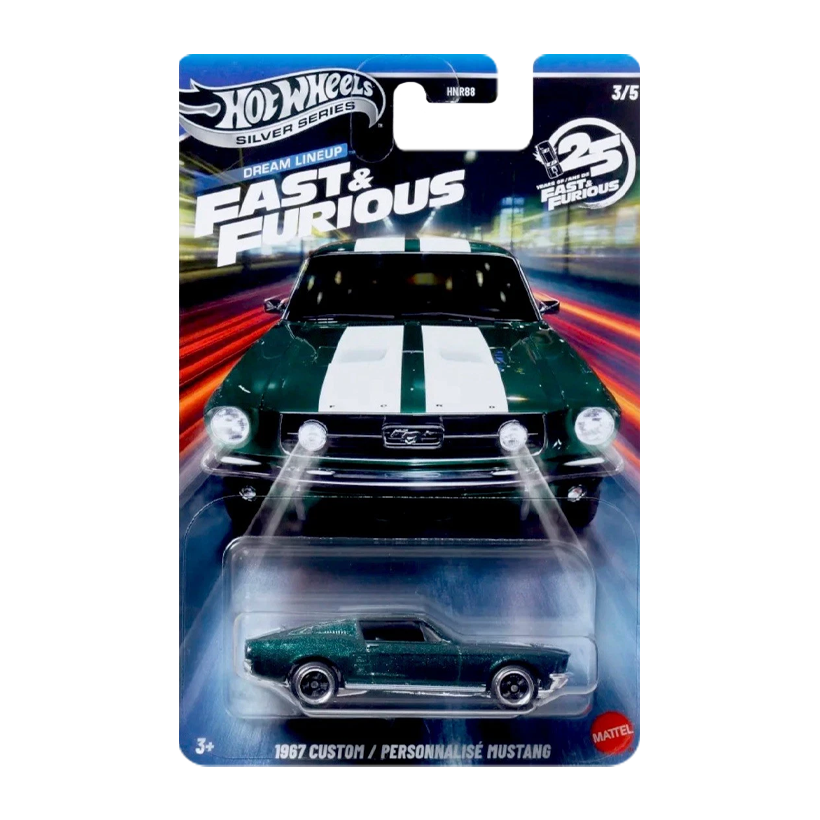 Тематична Машинка Hot Wheels 1967 Custom Mustang Fast & Furious 1:64 JNK49 Green - Retromagaz
