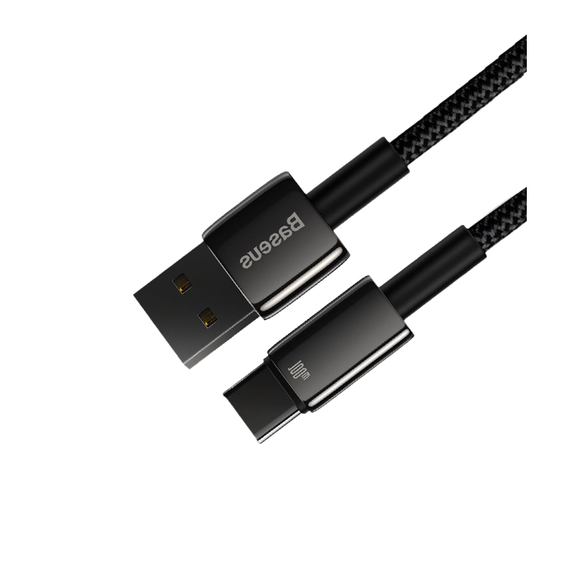 Кабель Baseus Tungsten Gold Fast Charging 100W USB 2.0 - USB Type-C Black 1m - Retromagaz