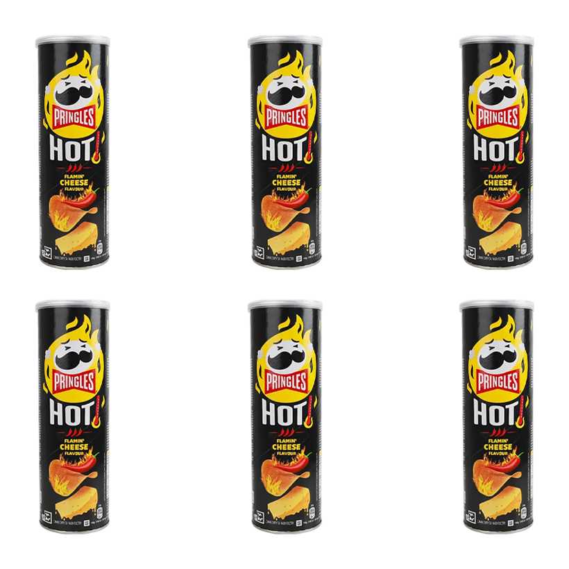 Набір Чипси 6шт Pringles Flame Cheese & Chili Extra Hot 160g - Retromagaz