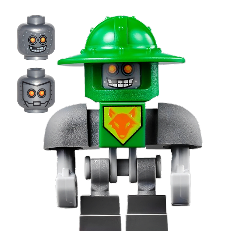 Фігурка Lego Denizens of Knighton Aaron Bot Green Shoulders Flat Silver Helmet Nexo Knights nex029 Б/У - Retromagaz