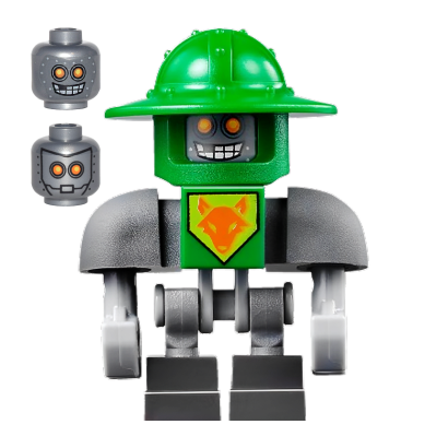 Фігурка Lego Denizens of Knighton Aaron Bot Green Shoulders Flat Silver Helmet Nexo Knights nex029 Б/У - Retromagaz