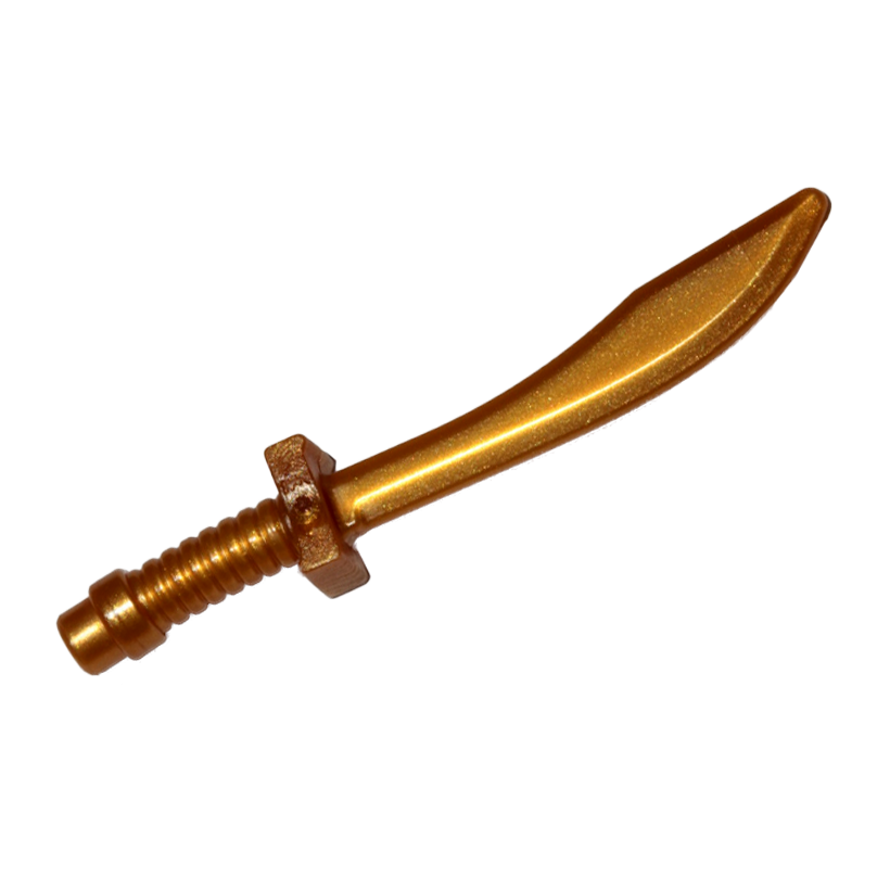 Зброя 4шт Lego Меч Saber Dao Curved Blade and Hilt with Bar End 25111 6245239 Pearl Gold Б/У - Retromagaz