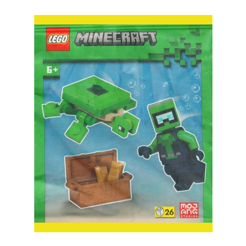 Конструктор Lego Фигурка Diver with Treasure Chest and Turtle Paper Bag Minecraft 662505 min153 Новый - Retromagaz
