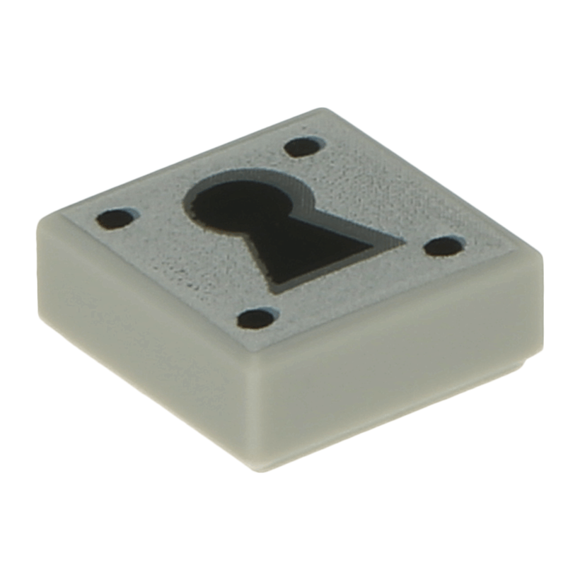 Плитка 4шт Lego Декоративна Groove with Black Keyhole and 4 Dots on Silver Background 1 x 1 3070bpb081 6063898 6251308 Light Bluish Grey Б/У - Retromagaz