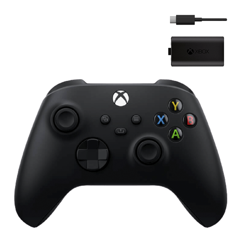 Набор Геймпад Беспроводной Microsoft Xbox Series Controller Carbon Black Новый  + Аккумулятор Play and Charge Kit + Кабель USB Type-C - Retromagaz
