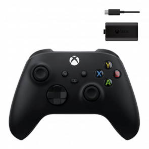 Набор Геймпад Беспроводной Microsoft Xbox Series Controller Carbon Black Новый  + Аккумулятор Play and Charge Kit + Кабель USB Type-C