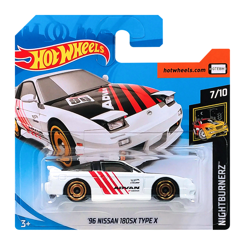 Машинка Базовая Hot Wheels '96 Nissan 180SX Type X Advan Nightburnerz 1:64 FKB00 White - Retromagaz